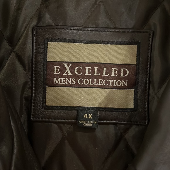 Men’s Big and Tall Size 4X Dark Brown Leather Bomber Jacket - Picture 2 of 7